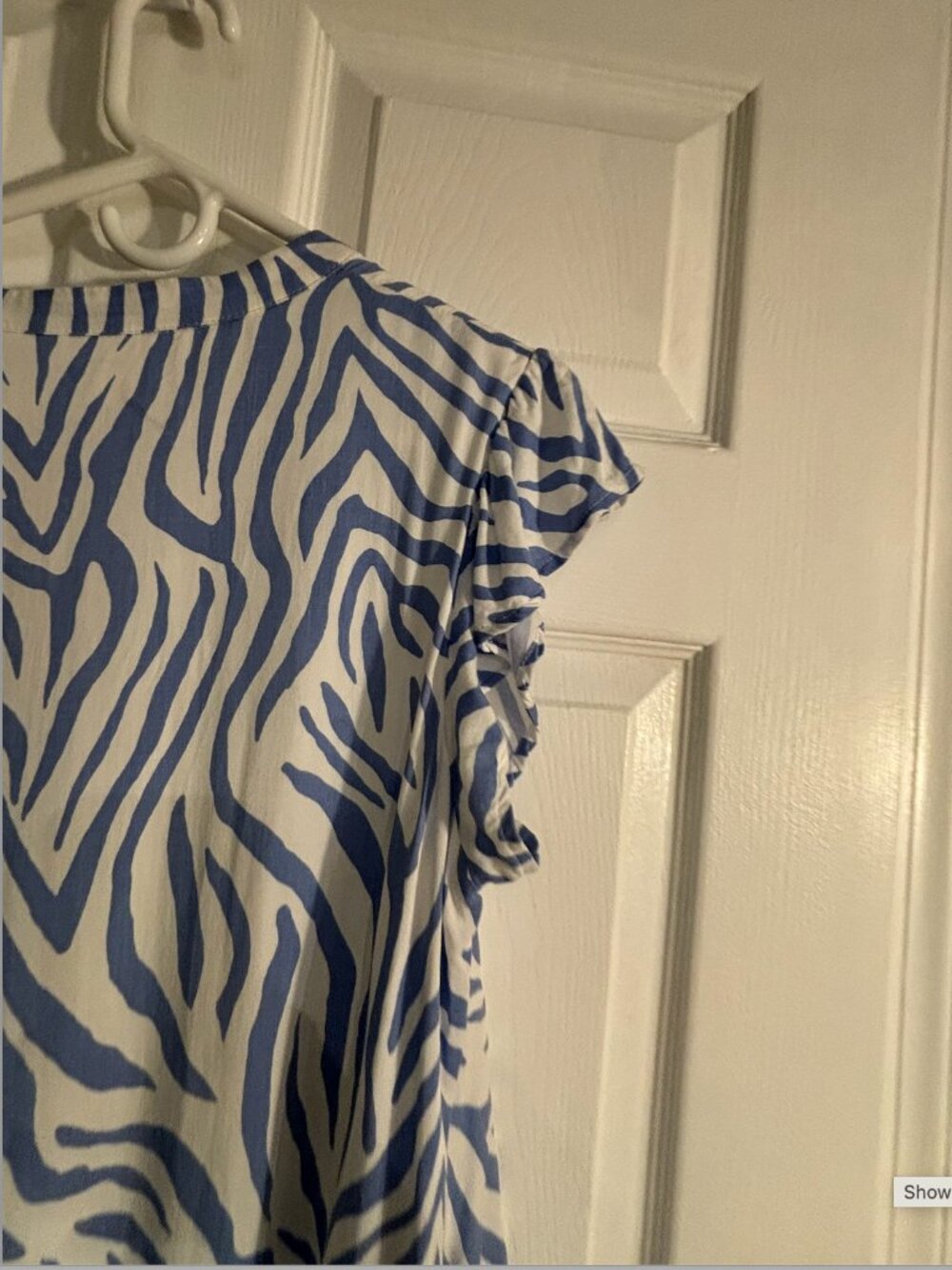 THML Blue & White Zebra Print Flutter Sleeve Dress | Size Medium - Picture 8 of 8